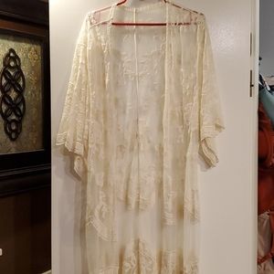 Open front lace tunic top